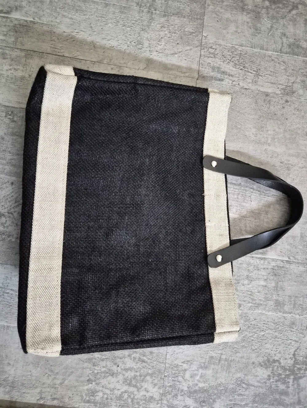 SANTA BARBARA DESIGN STUDIO Black Canvas Beach Tote with Natural Trim